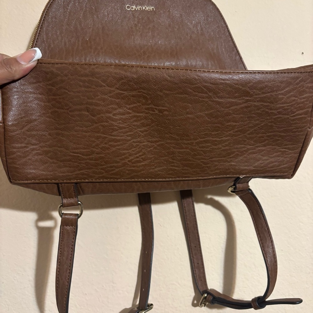 Calvin Klein Brown Zip Around Backpack purse - Picture 9 of 10